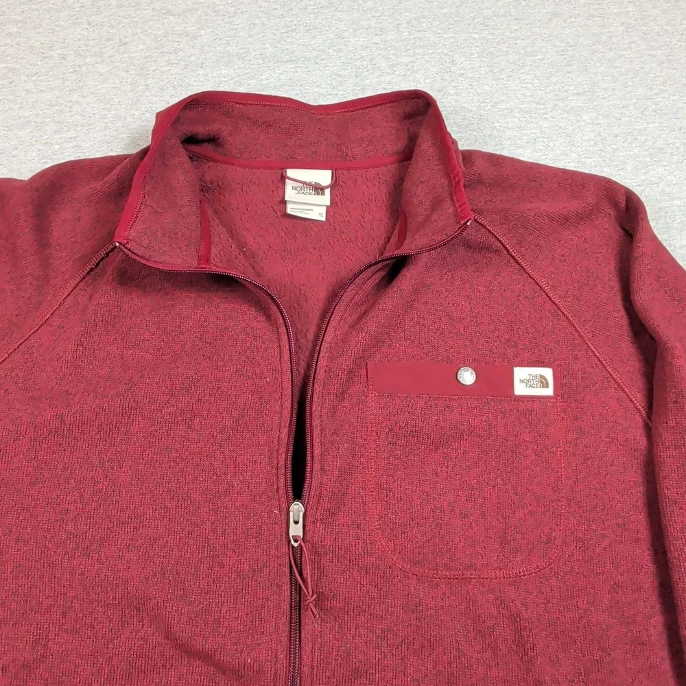 The North Face Gordon Lyons Full Zip Fleece Jacket Mens XXL Red Heather Sweater